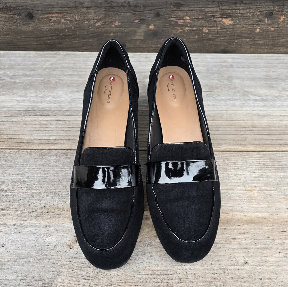 Clarks Un Cosmo Way Modern Preppy Minimalist Block Heel Comfort Loafer Pump 9M - Picture 8 of 15